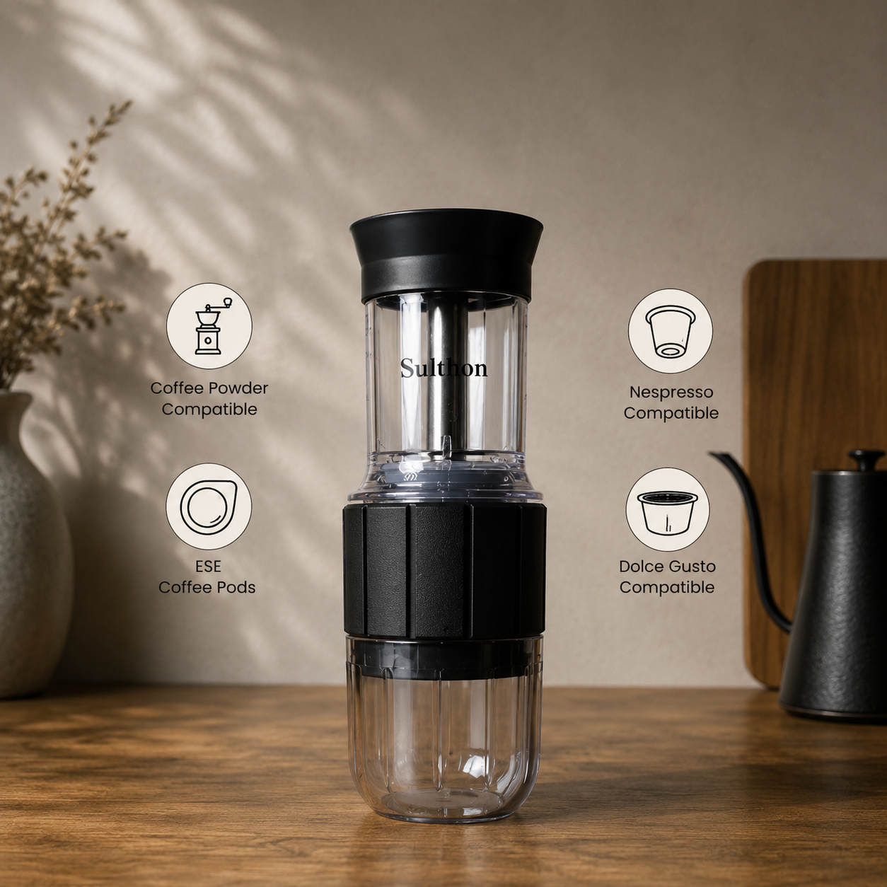Sulthon Portapresso Verte - Manual Portable Espresso Maker 4in1